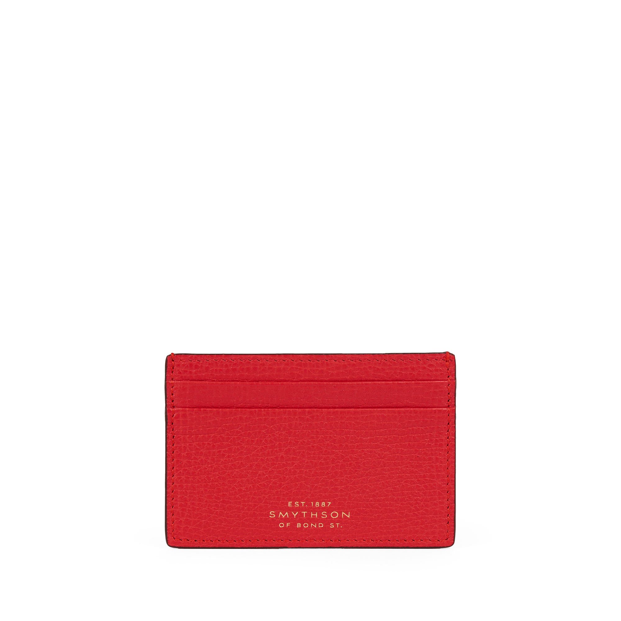 Smythson Flat Card Holder In Ludlow In Poppy